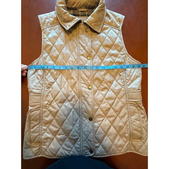 L.L Bean Riding Vest Quilted Tan Plaid Lining Small Regular - Picture 7 of 11